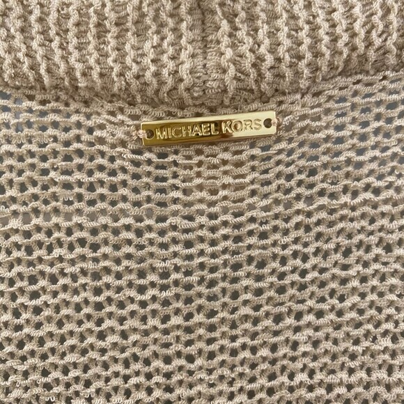 NWT Michael Kors Crochet Fringe Hem Cardigan - Tan XL - Picture 5 of 9